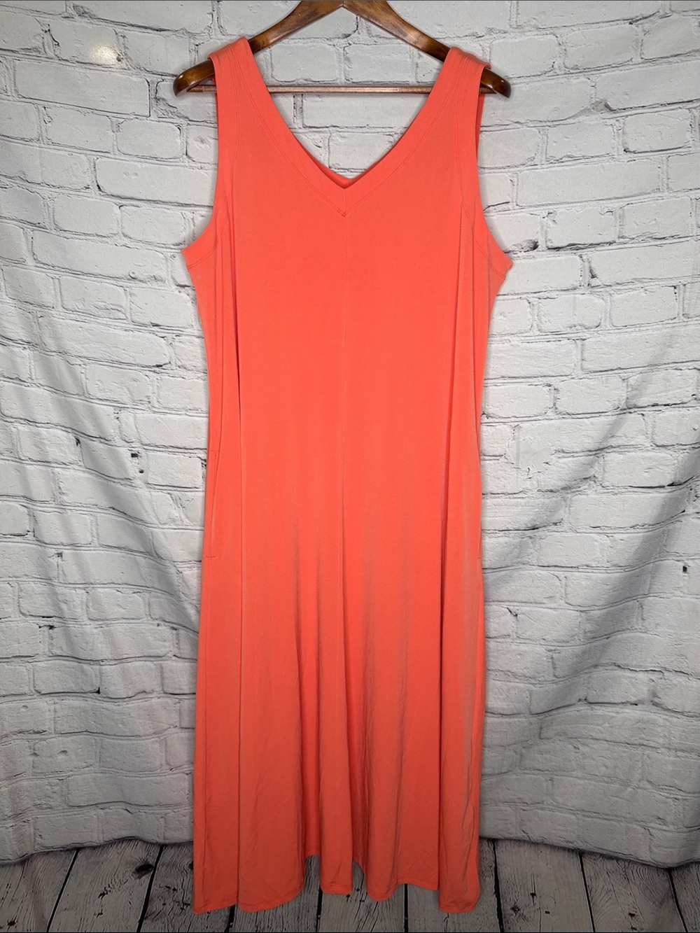 Chico’s Sleeveless Coral V-Neck Maxi Dress Size